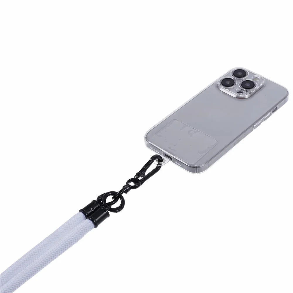 Style A Phone Strap 8mm Universal Nylon Phone Neck Lanyard with Clear Patch - White - 4