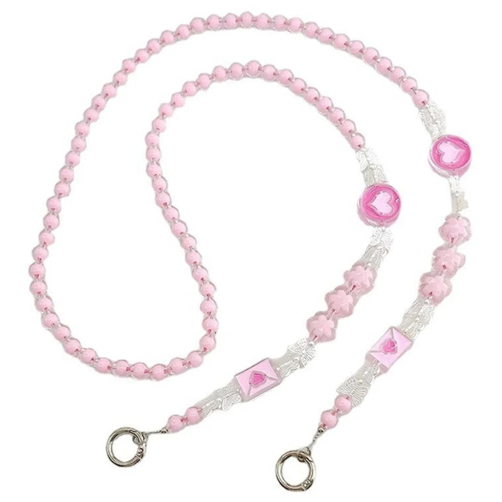 120cm Crossbody Cell Phone Lanyard Strap 11mm Thickness Beads Neck Strap - Style A - 1