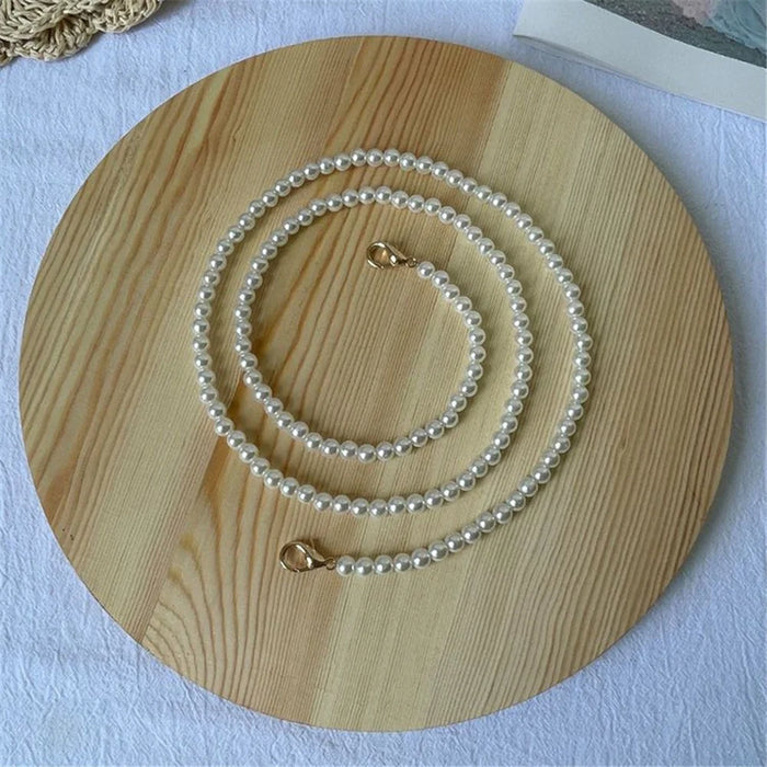 Pearl Beaded Phone Lanyard for iPhone 16 / 16 Plus / 16 Pro / 16 Pro Max 110cm Crossbody Chain Strap - Gold Buckle - 2