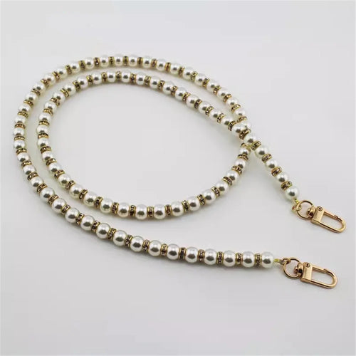 120cm Phone Lanyard Flashing Rhinestone Pearl Beaded Crossbody Chain Strap - Gold - 1