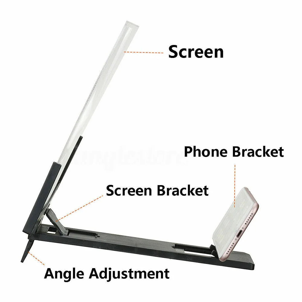F3 14-inch Phone Screen Magnifier HD Movie Viewing Screen Videos Magnifying Foldable Stand - Black - 6