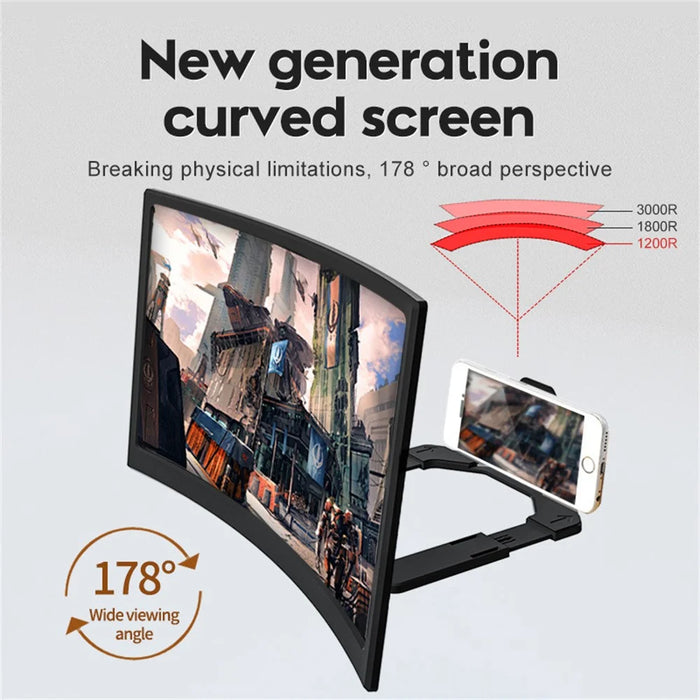 Phone Screen Magnifier 12 Inch HD Curved Screen Enlarger 3D High Definition Magnifying Glass Lazy Stand - 6