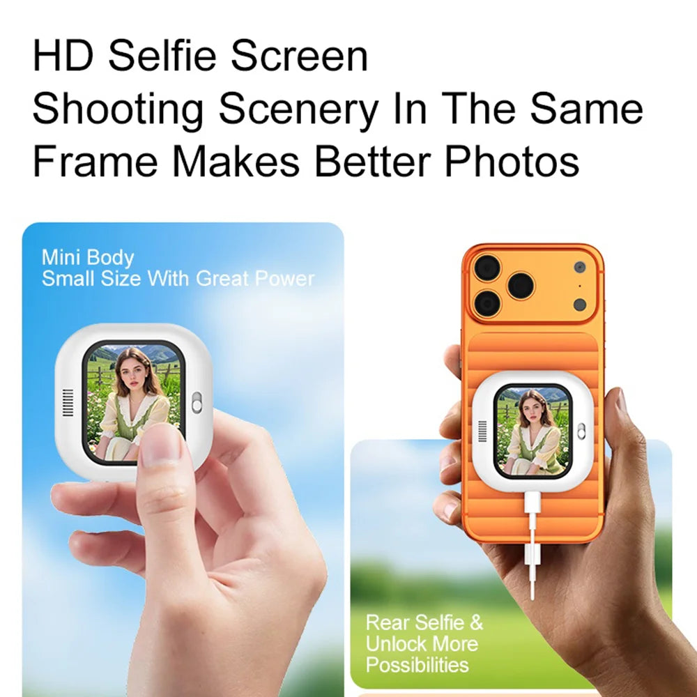 X3 Mini Phone Selfie Mirror Screen 2.01 Inch 296x240 HD Display Magnetic Mount for Rear Camera Selfie - White - 3