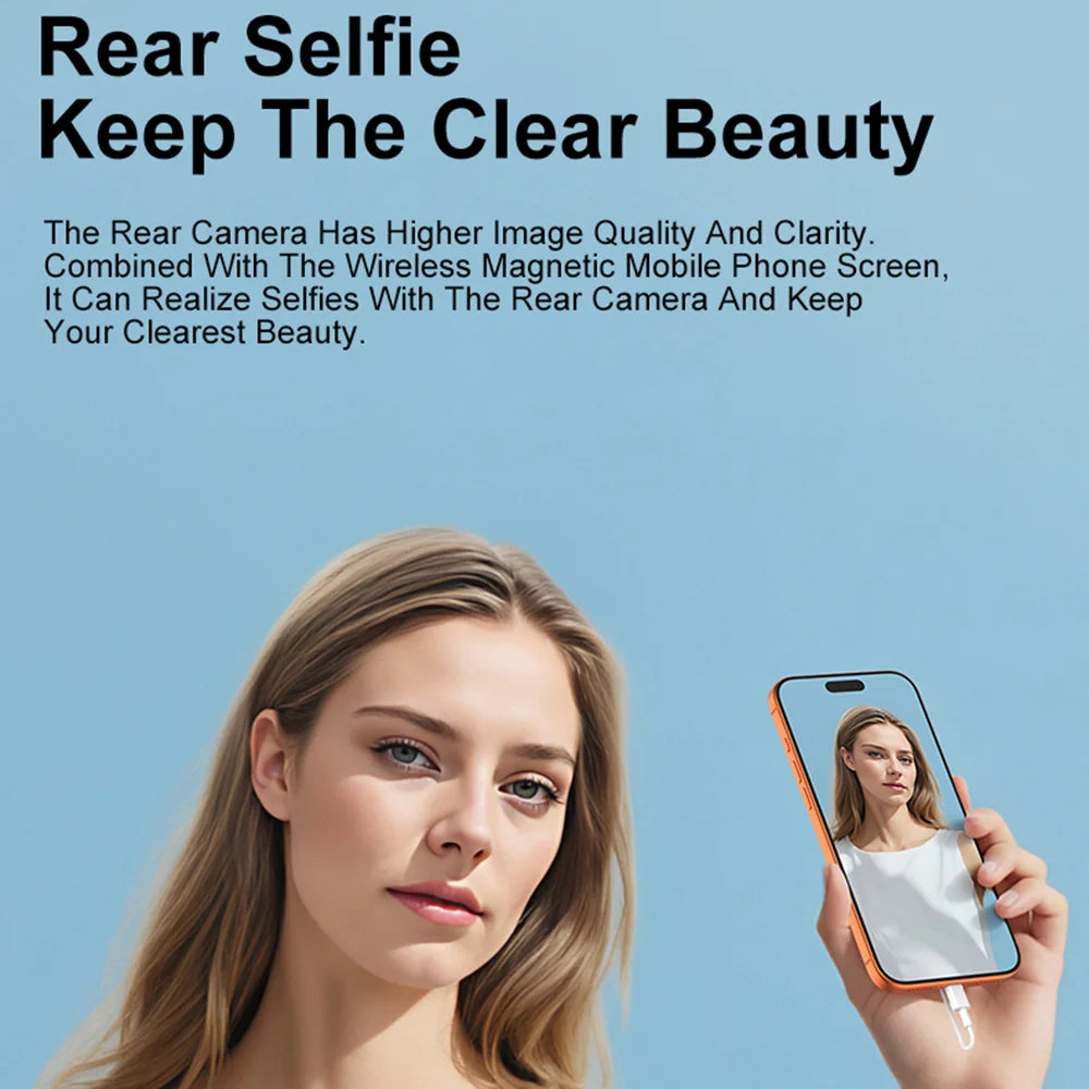 X3 Mini Phone Selfie Mirror Screen 2.01 Inch 296x240 HD Display Magnetic Mount for Rear Camera Selfie - White - 4