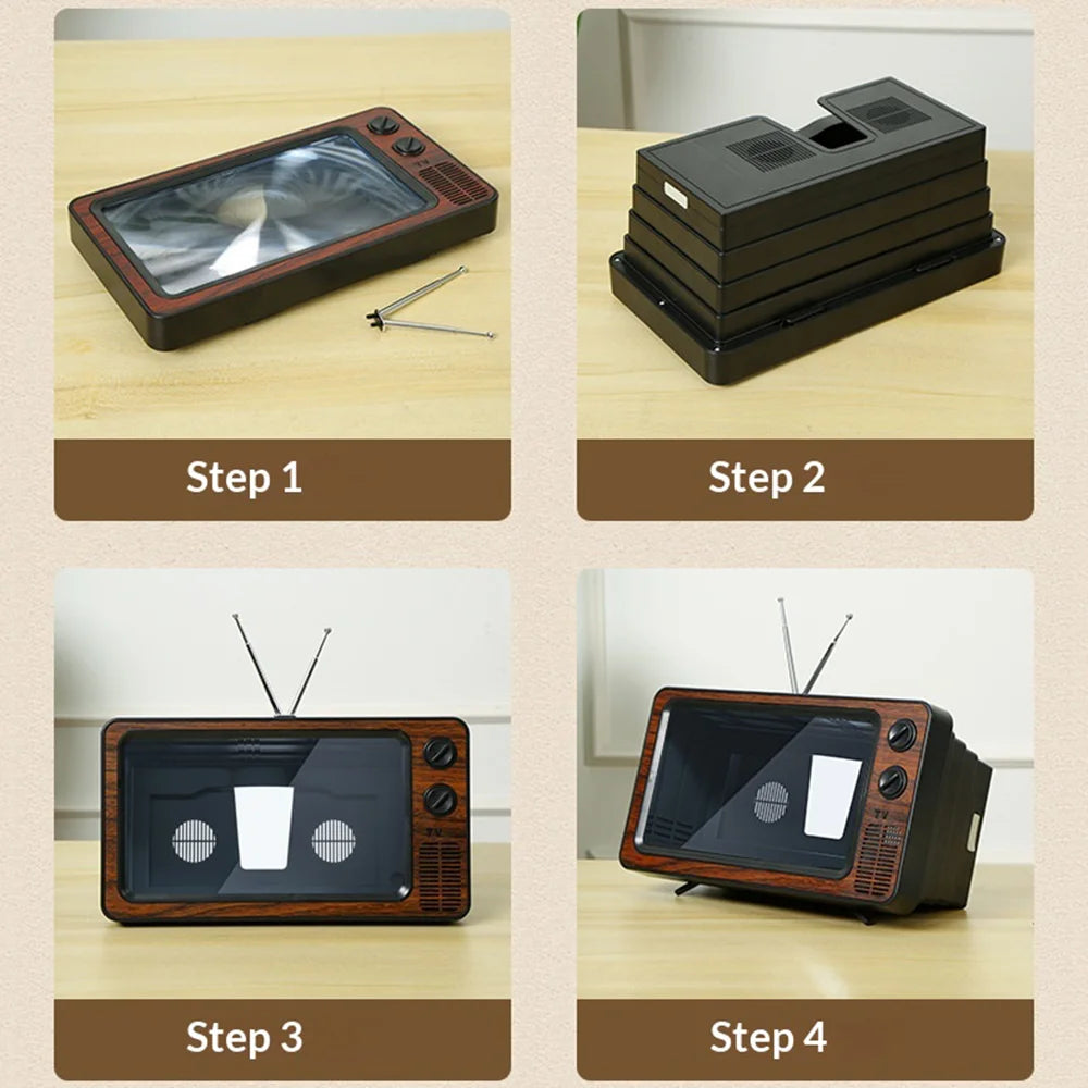 12 Inch Phone Screen Magnifier Retro TV Design Mobile Phone Screen Expander for Watching Movies and Gaming - Gray [WL863] - 3
