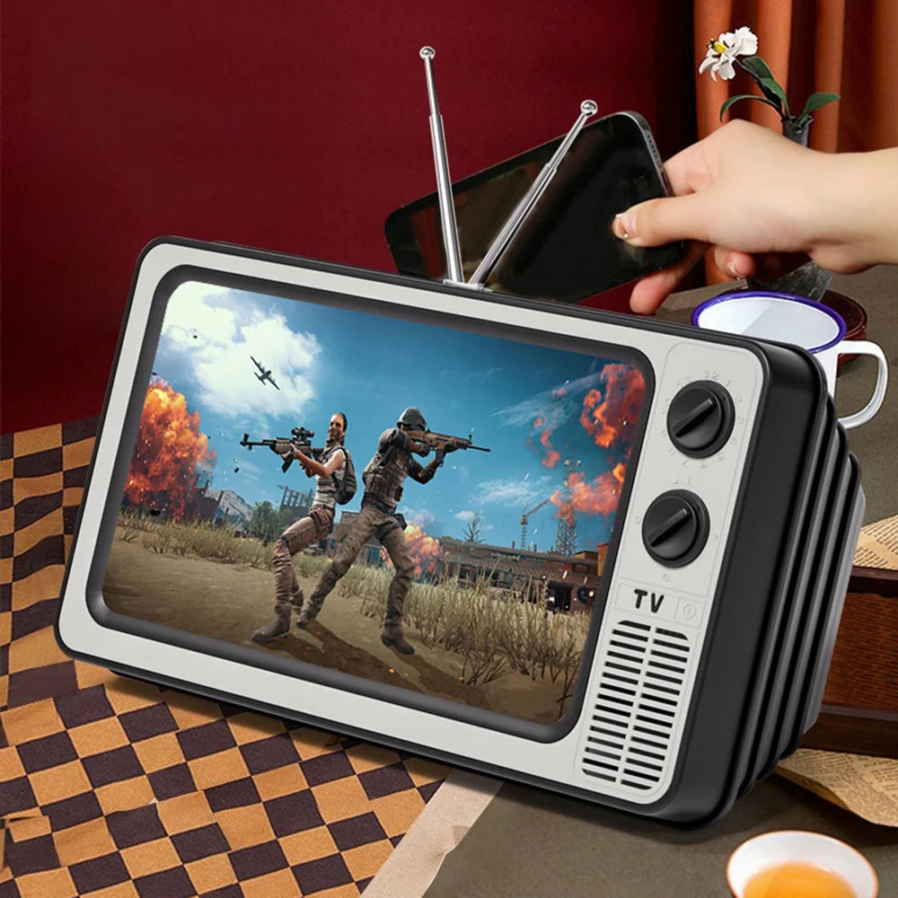 12 Inch Phone Screen Magnifier Retro TV Design 2-3X Amplifier for 4.0-6.6 Inch Smartphones - Gray [WL855] - 2
