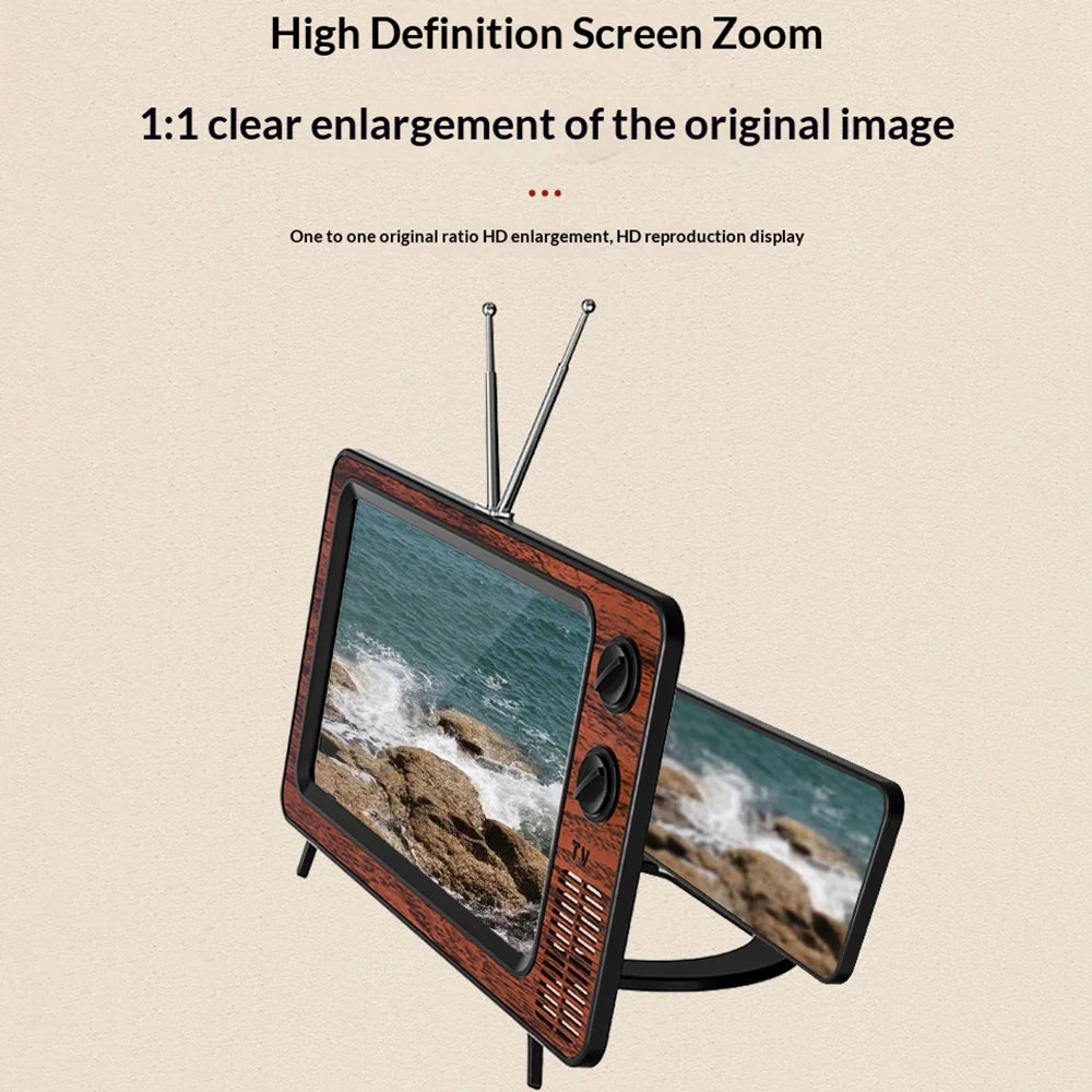12 Inch Phone Screen Magnifier Retro TV Style Desktop Phone Stand Foldable Amplifier for Movie Watching - Gray [WL865] - 3