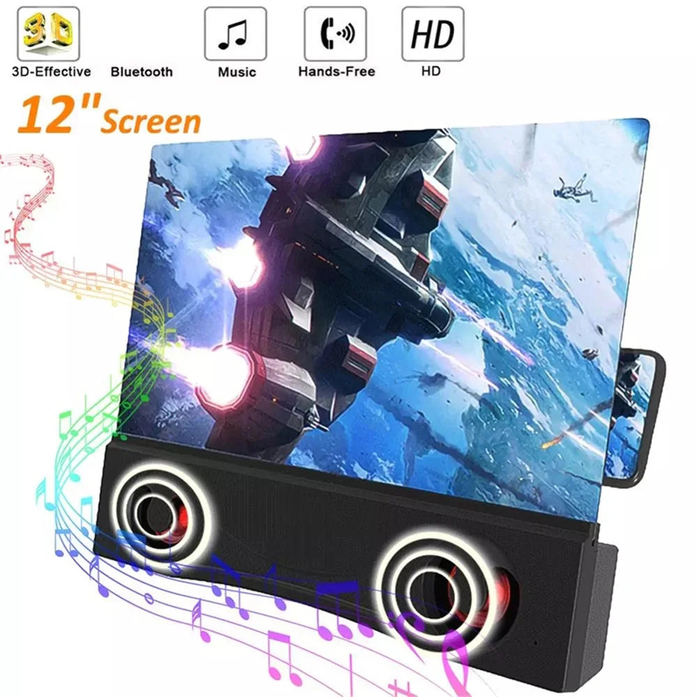 12 inch 3D Mobile Phone Screen Amplifier Foldable HD Acrylic Phone Video Magnifying Glass with Stereo Bluetooth-compatible Speaker - 2