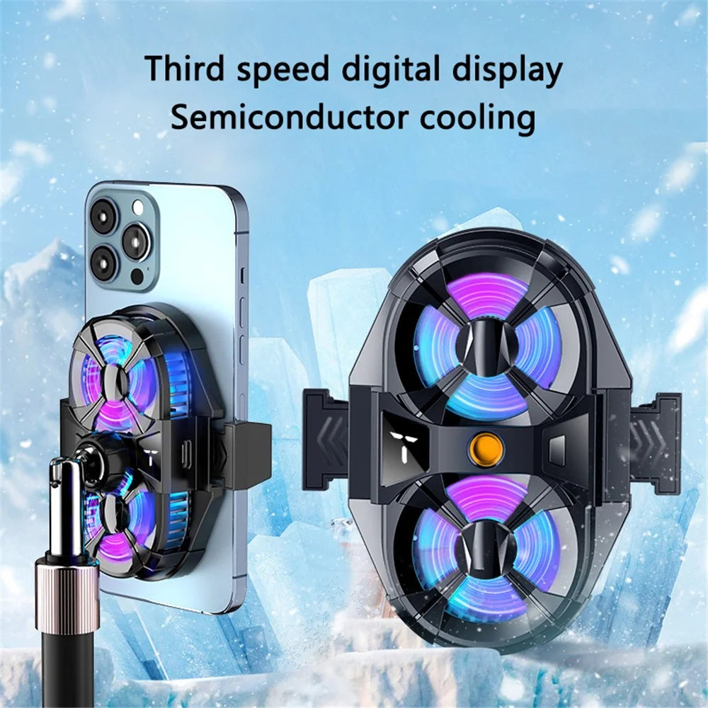 SL-07 Dual Fan Phone Radiator 3-Gear Cellphone Live Streaming Gaming Heat Dissipation Cooler - 2