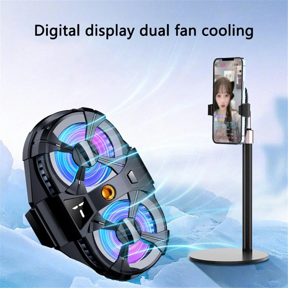 SL-07 Dual Fan Phone Radiator 3-Gear Cellphone Live Streaming Gaming Heat Dissipation Cooler - 3