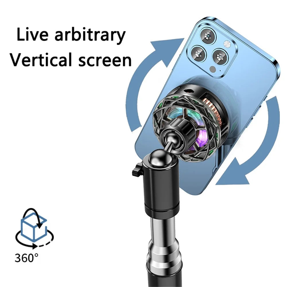 N9 Phone Radiator Fan Magnetic Cellphone Live Streaming Gaming Heat Dissipation Cooler with Tripod - 4