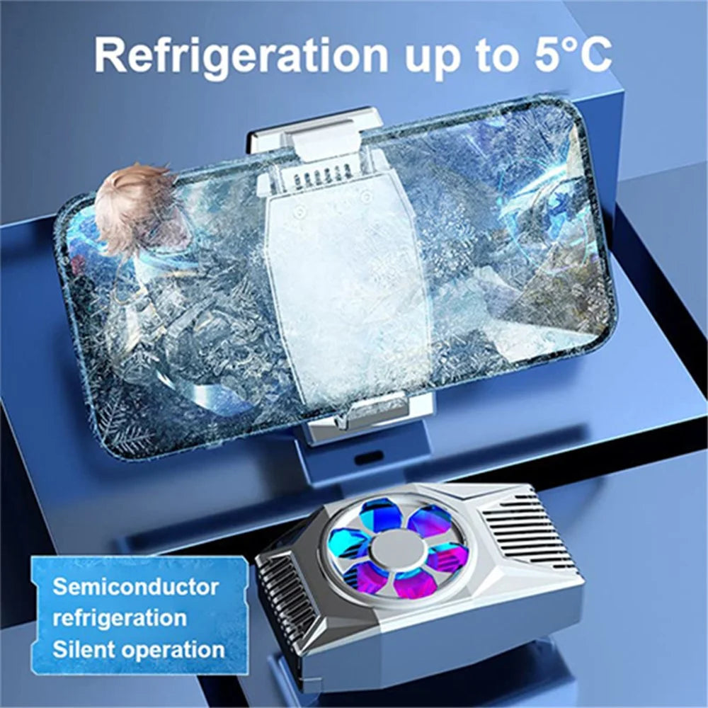 L03 Phone Back Clip-On Radiator Cellphone Live Streaming Gaming Heat Dissipation Semiconductor Cooling Fan - Silver - 3