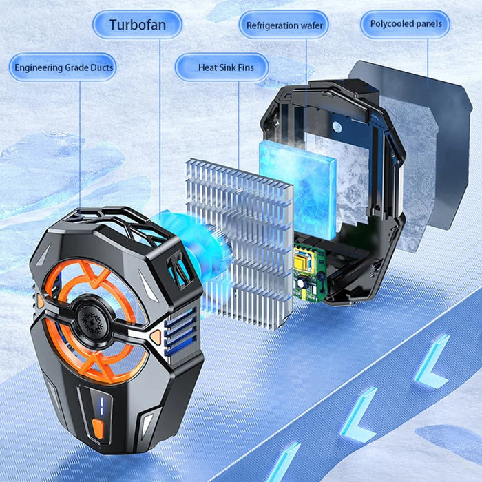 J20 Cell Phone Heat Sink 3 Adjustable Temperature Levels Cooling Fan with 68-89mm Clip Display Screen - 3