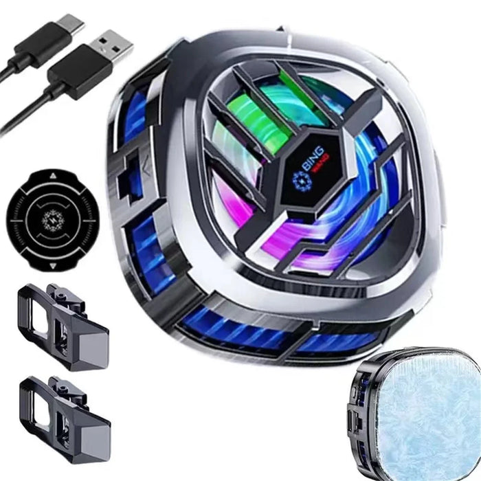 X76 Cell Phone Semiconductor Cooling Fan Magnetic Cellphone Radiator with RGB Lighting Removable Clip - 1
