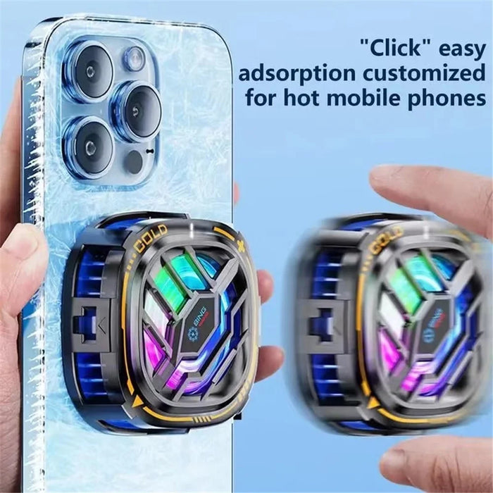 X76 Cell Phone Semiconductor Cooling Fan Magnetic Cellphone Radiator with RGB Lighting Removable Clip - 2