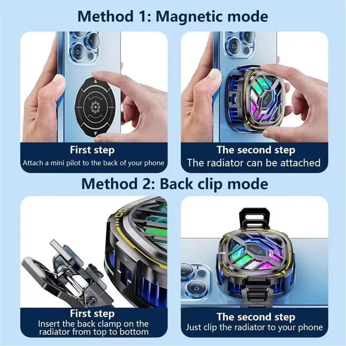 X76 Cell Phone Semiconductor Cooling Fan Magnetic Cellphone Radiator with RGB Lighting Removable Clip - 5