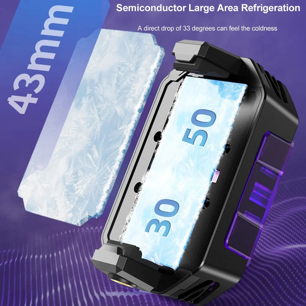 X65 Phone Cooler Magnetic Semiconductor Cell Phone Radiator with Clips Adjustable Cooling Mode for Gaming Live Live Stream - 3