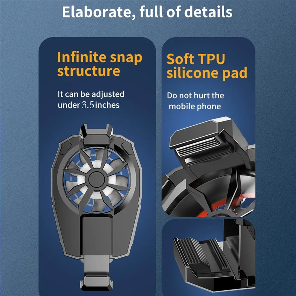 X52 Mini Portable Cell Phone Coolong Fan with USB Plug and Play Back Clip Low Noise for 62~92mm Phone Gaming Reading Vlogging - 5