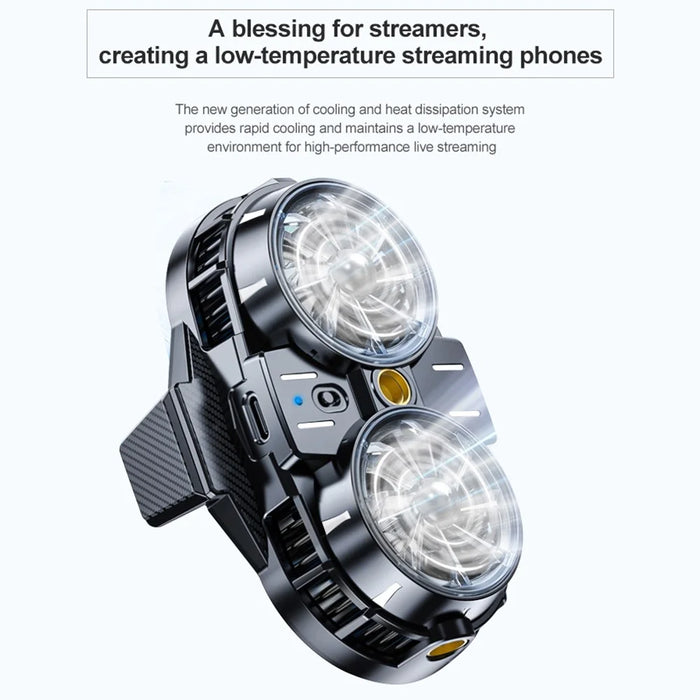 X53 Professional Cell Phone ETC Semiconductor Cooling Fan with Dual Fans Adjustable Angles Low Noise Back Clip for Most Phones Living Streaming - 3