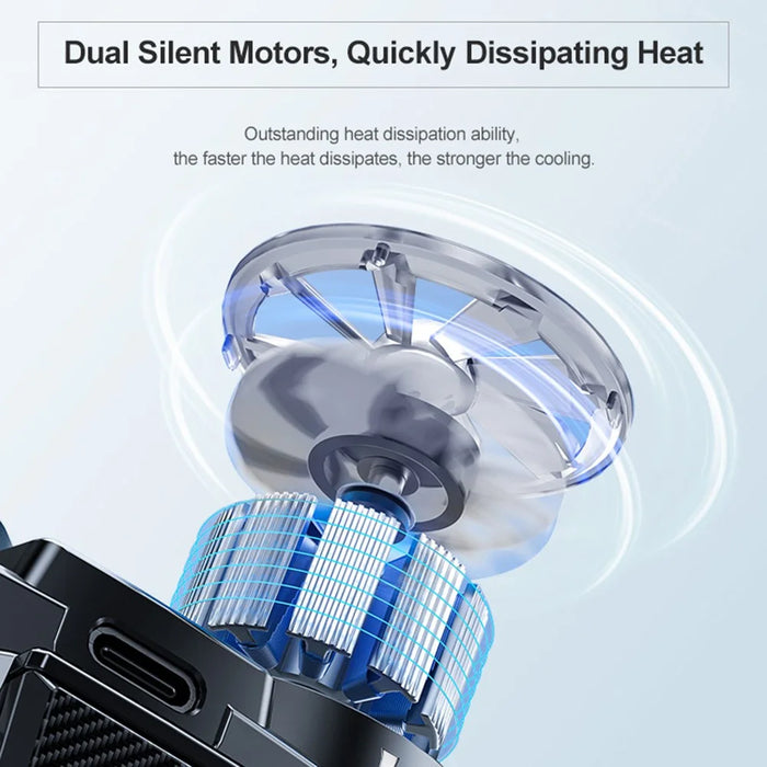 X53 Professional Cell Phone ETC Semiconductor Cooling Fan with Dual Fans Adjustable Angles Low Noise Back Clip for Most Phones Living Streaming - 6
