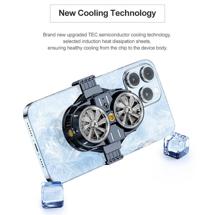 X53 Professional Cell Phone ETC Semiconductor Cooling Fan with Dual Fans Adjustable Angles Low Noise Back Clip for Most Phones Living Streaming - 7