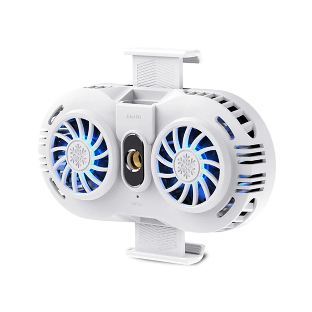 AH-102 Mobile Phone Cooler 2 Fan Holder Cooling Pad Gamepad Game Gaming Shooter Mute Radiator - White - 1