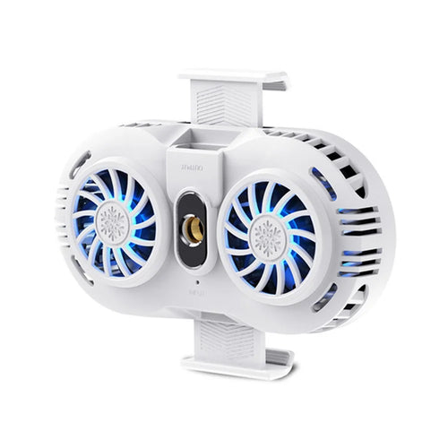 AH-102 Mobile Phone Cooler 2 Fan Holder Cooling Pad Gamepad Game Gaming Shooter Mute Radiator - White - 1