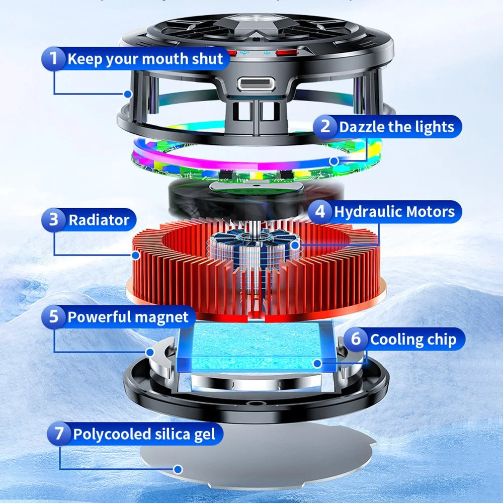 X100 Magnetic Phone Tablet Back Radiator Cellphone Gaming Semiconductor Heat Dissipation Cooler Fan - 3