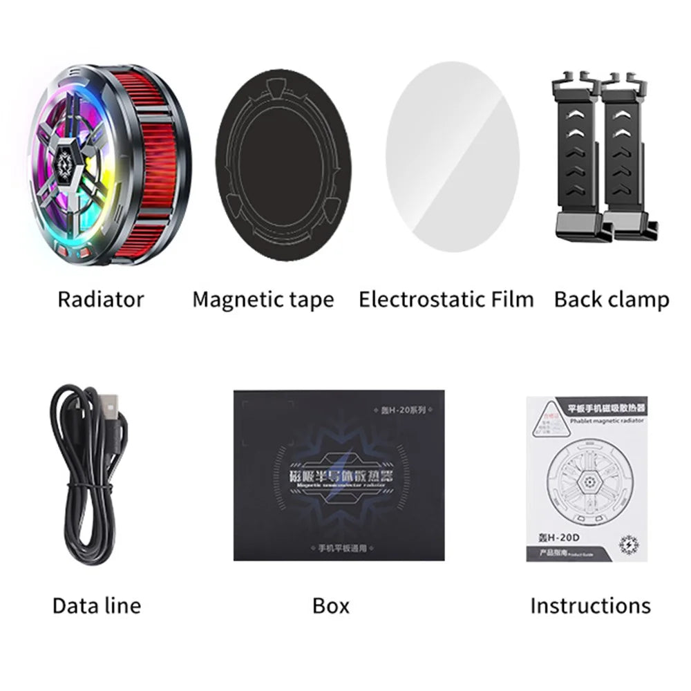 X100 Magnetic Phone Tablet Back Radiator Cellphone Gaming Semiconductor Heat Dissipation Cooler Fan - 7