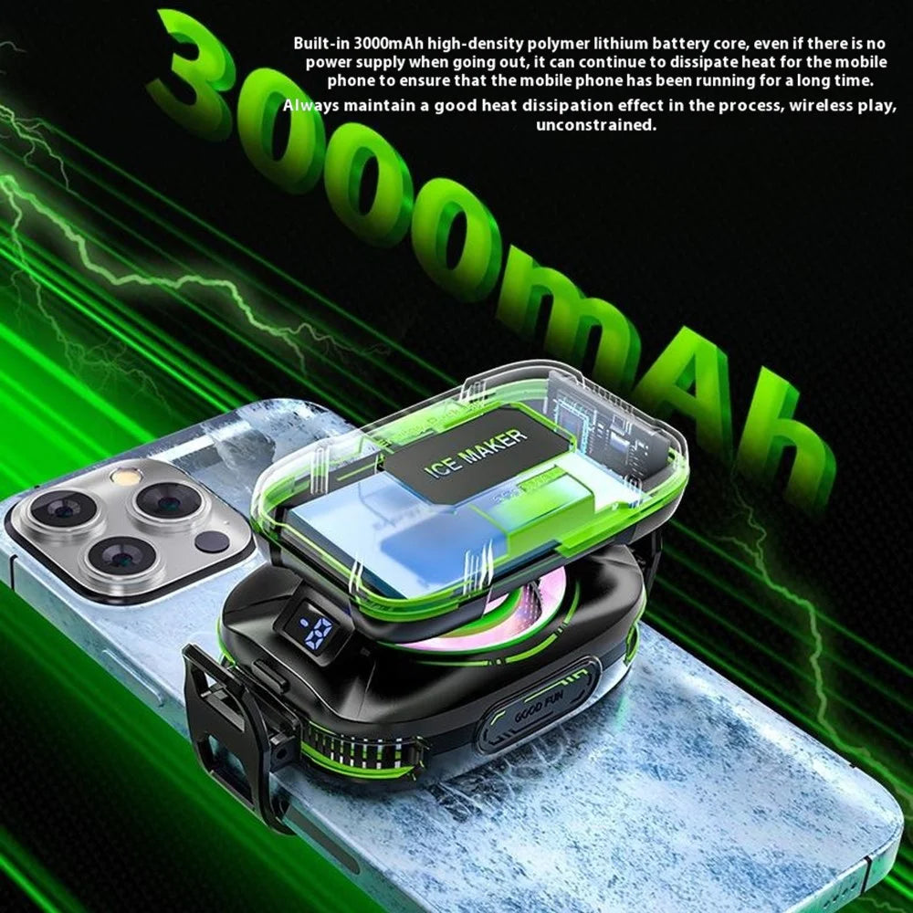 JS85 Clip On Semiconductor Phone Cooler with Digital Display 3 Speeds Silent Magnetic Cooling Fan - 5