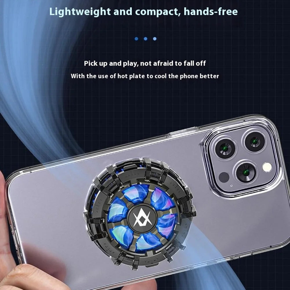 JS80 Clip On Magnetic Phone Cooler Heat Dissipation Semiconductor Cooling Fan with RGB Light - Black - 6