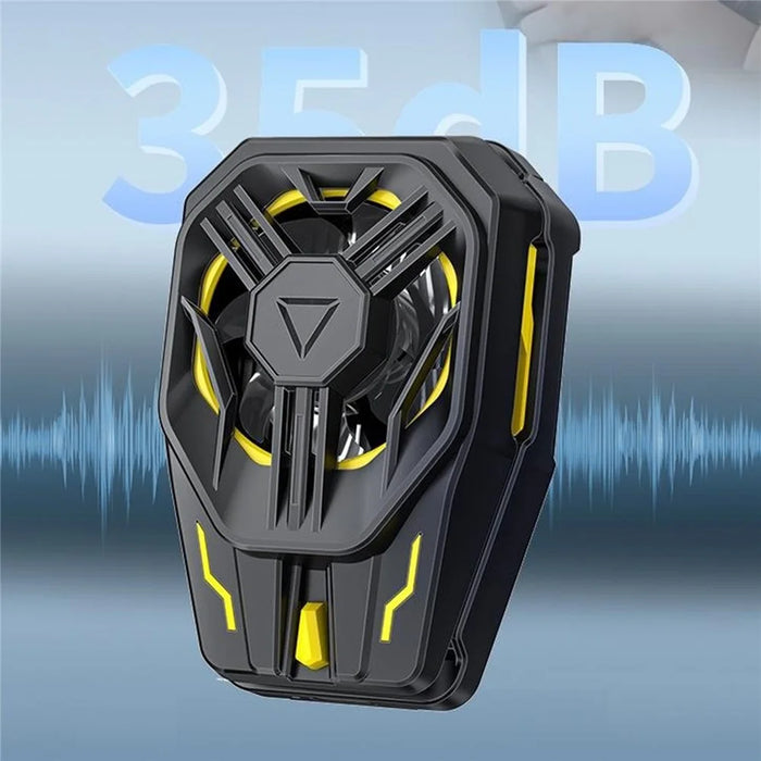 JS120 Phone Cooler Semiconductor Cooling Device Fan Clip-On Radiator with RGB Light - Black+Yellow - 2