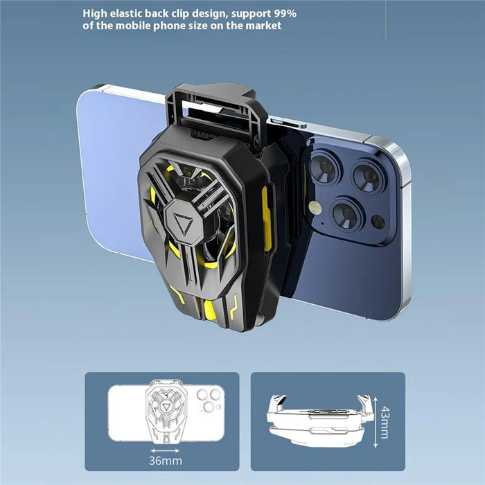 JS120 Phone Cooler Semiconductor Cooling Device Fan Clip-On Radiator with RGB Light - Black+Yellow - 4