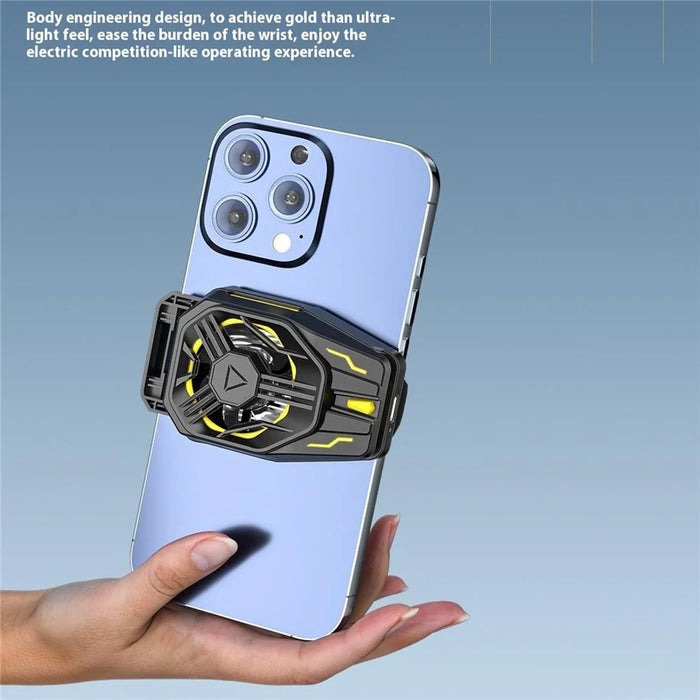JS120 Phone Cooler Semiconductor Cooling Device Fan Clip-On Radiator with RGB Light - Black+Yellow - 5
