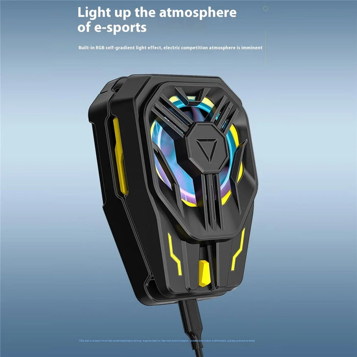 JS120 Phone Cooler Semiconductor Cooling Device Fan Clip-On Radiator with RGB Light - Black+Yellow - 6