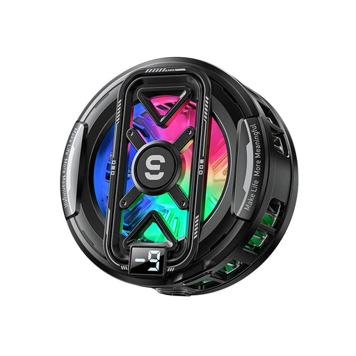 ESSAGER K51 Magnetic Digital Display Phone Cooler RGB Lighting Gaming TEC Cooling Fan Radiator for Smartphone - Black - 1