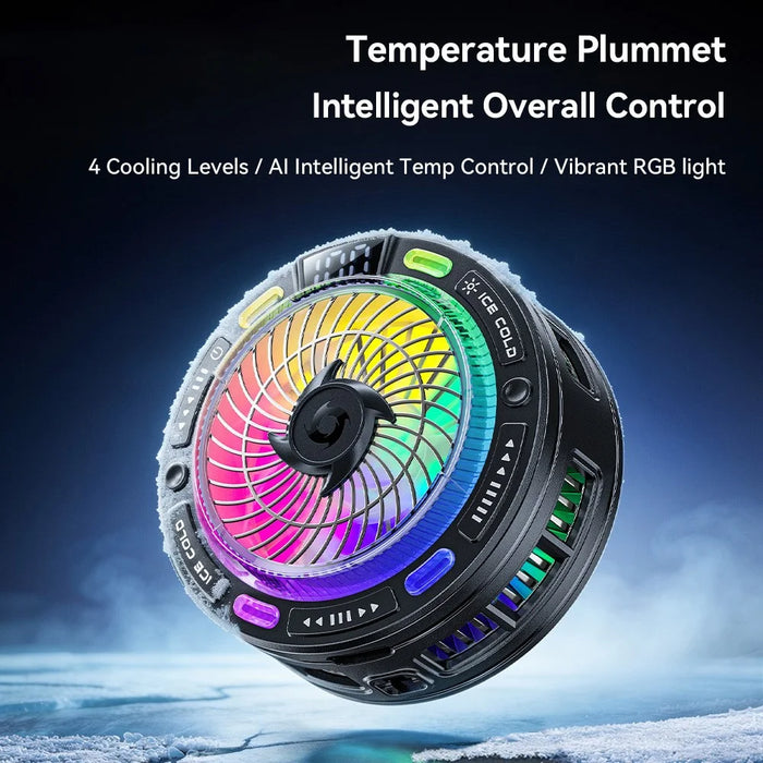 ESSAGER K50 Magnetic Digital Display Phone Cooler TEC Semiconductor AI Temperature Control RGB Lighting Cooling Fan for Gaming - Black - 3