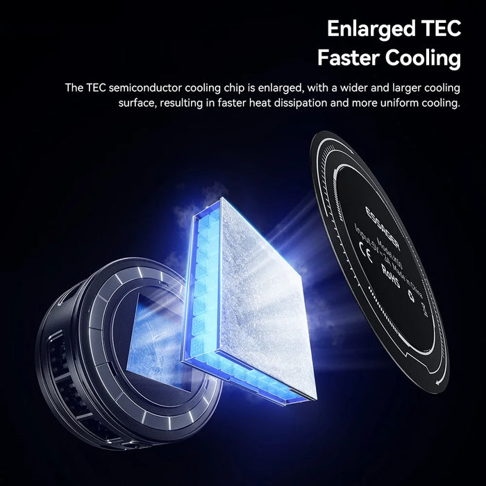 ESSAGER K50 Magnetic Digital Display Phone Cooler TEC Semiconductor AI Temperature Control RGB Lighting Cooling Fan for Gaming - Black - 4