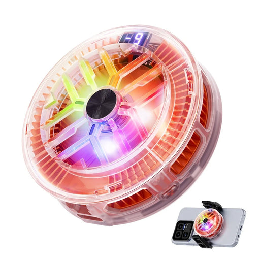 ESSAGER ES-SR01 Magnetic Digital Display Phone Cooler TEC Cooling RGB Lighting 3-Levels Temperature Control Cooling Fan for Gaming - Transparent Black - 1