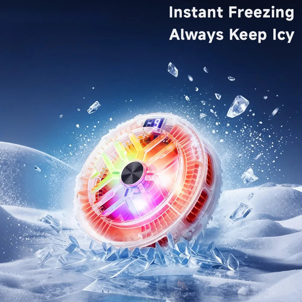 ESSAGER ES-SR01 Magnetic Digital Display Phone Cooler TEC Cooling RGB Lighting 3-Levels Temperature Control Cooling Fan for Gaming - Transparent Black - 3