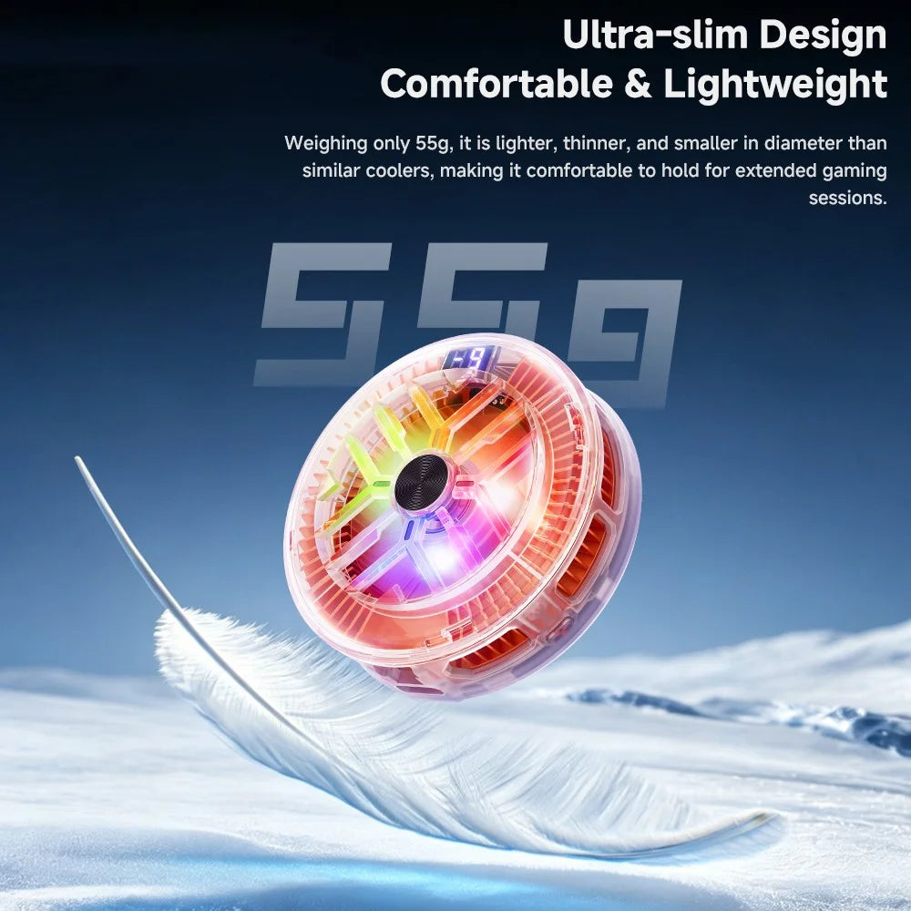 ESSAGER ES-SR01 Magnetic Digital Display Phone Cooler TEC Cooling RGB Lighting 3-Levels Temperature Control Cooling Fan for Gaming - Transparent Black - 6