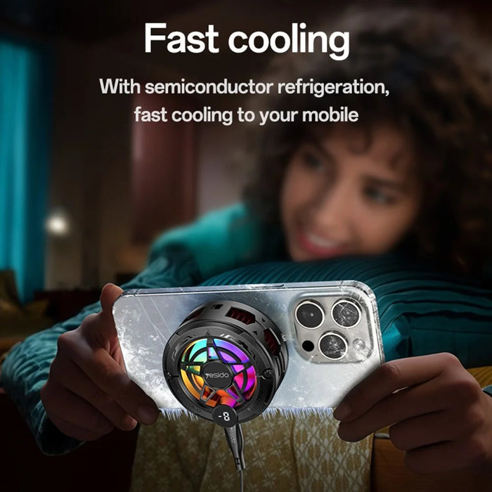 YESIDO C226 Semiconductor Cooling Phone Cooler Magnetic Ring Design RGB LED Temperature Display Gaming Radiator - 3