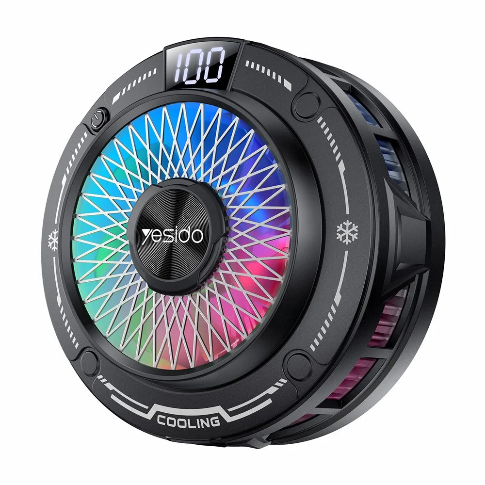 YESIDO C324 Magnetic Phone Cooler Semiconductor Radiator Digital Display RGB Gaming Cooling Fan - 1