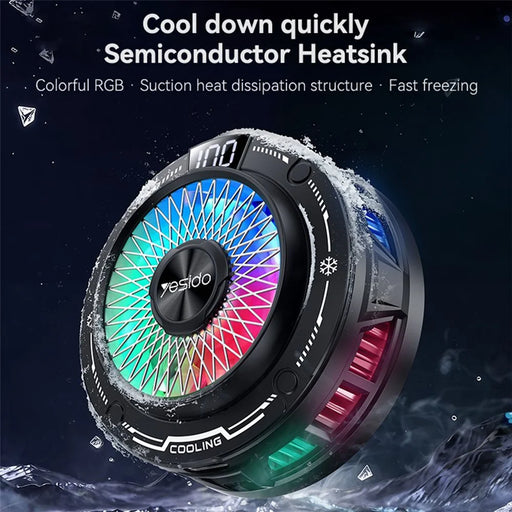 YESIDO C324 Magnetic Phone Cooler Semiconductor Radiator Digital Display RGB Gaming Cooling Fan - 2
