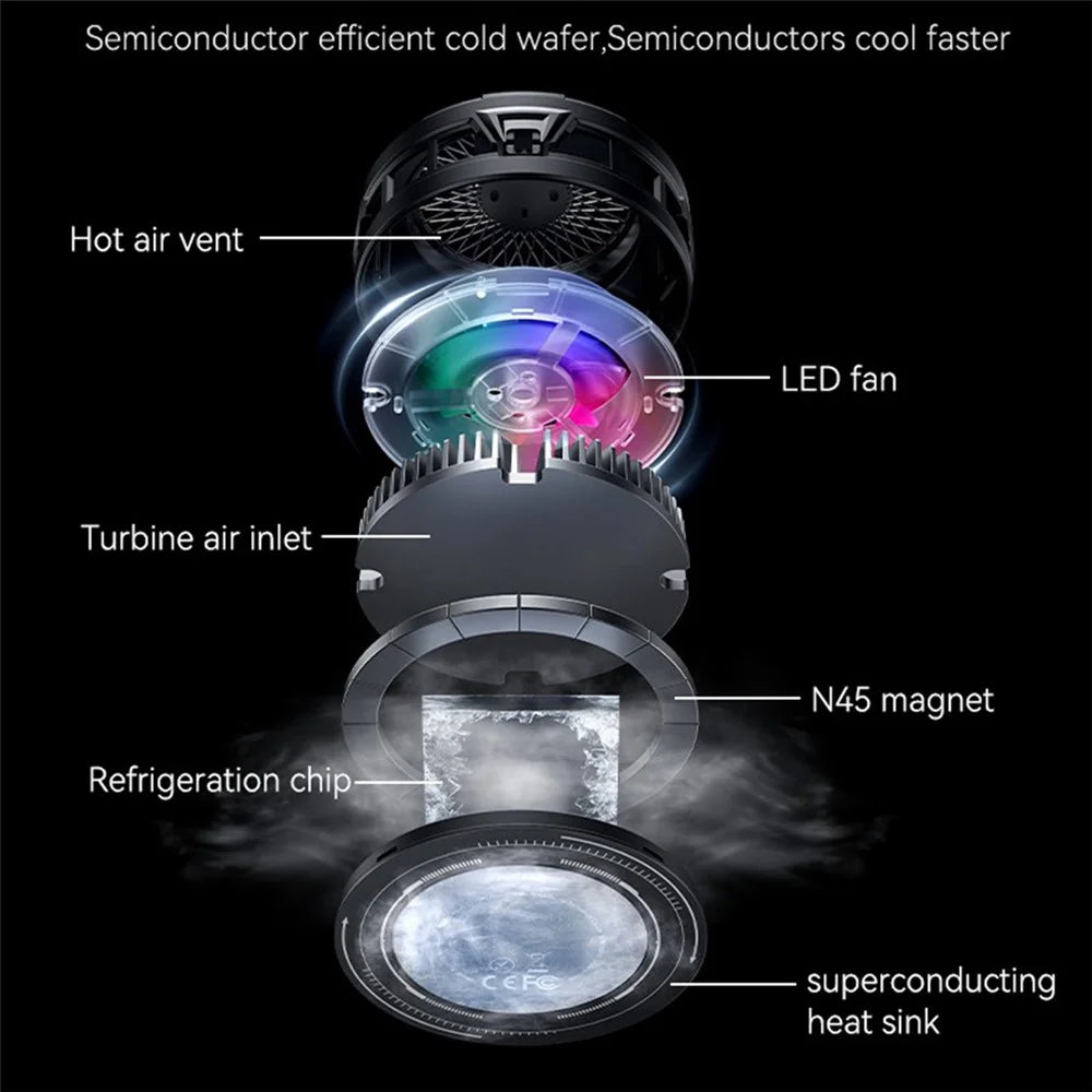 YESIDO C324 Magnetic Phone Cooler Semiconductor Radiator Digital Display RGB Gaming Cooling Fan - 3