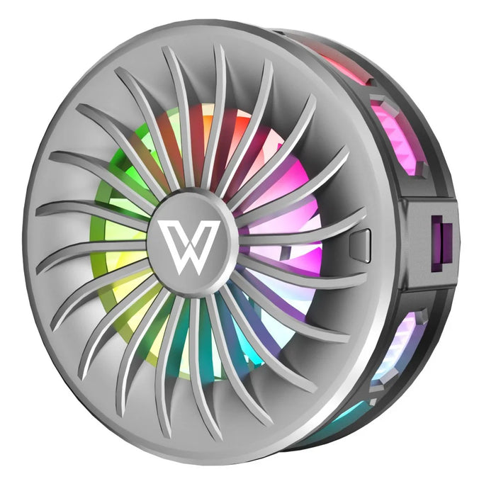 WLX-MB1 Phone Cooler Gaming Cooling Fan 3 Gears Adjustable Magnetic Semiconductor Rapid Cooler with RGB Light - White - 1