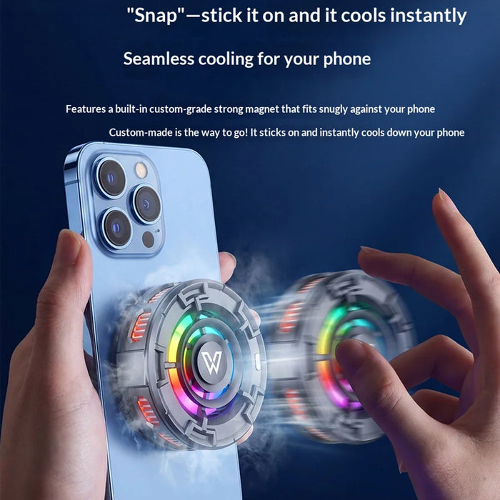WLX-MB1 Phone Cooler Gaming Cooling Fan 3 Gears Adjustable Magnetic Semiconductor Rapid Cooler with RGB Light - White - 5