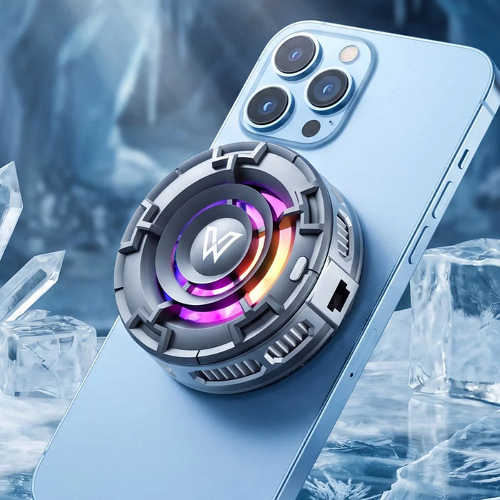 WLX-MB1 Phone Cooler Gaming Cooling Fan 3 Gears Adjustable Magnetic Semiconductor Rapid Cooler with RGB Light - White - 6