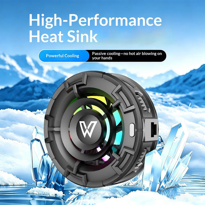 WLX-MB2 Magnetic Semiconductor Phone Cooler Fan Smart Temperature Control RGB Cooling Pad for Mobile Games - White - 2