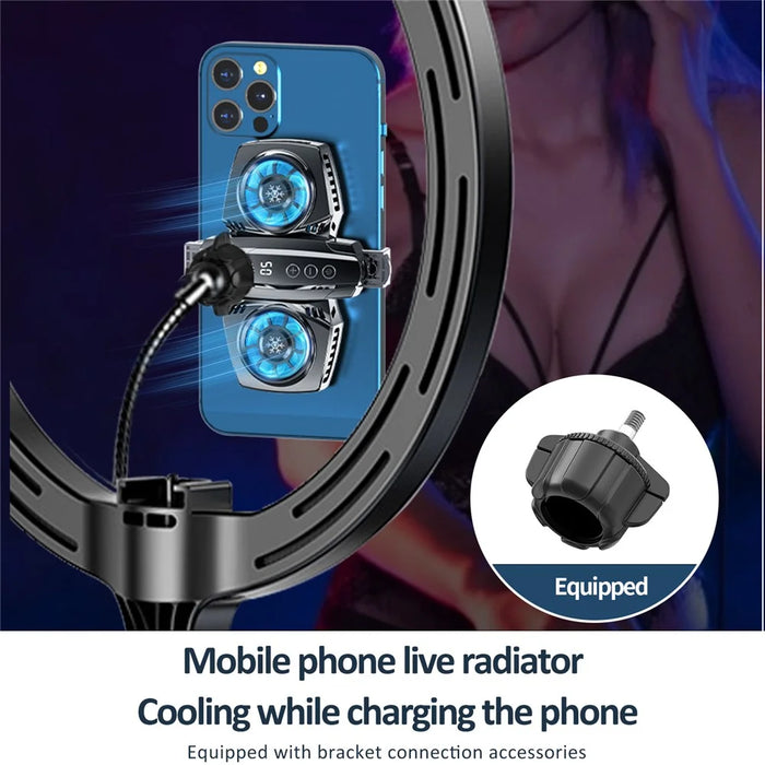K4 Mobile Phone Radiator Dual-core Cooling Fan Smartphone Live Streaming Gaming Heat Dissipation Cooler - Dark Grey - 4